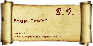 Bogye Izsó névjegykártya